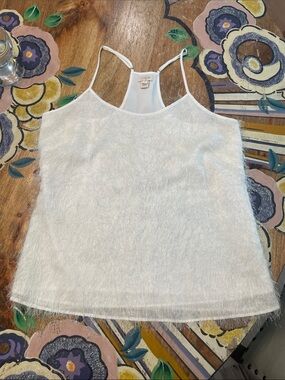 JCREW White Fuzzy Racerback Camisole